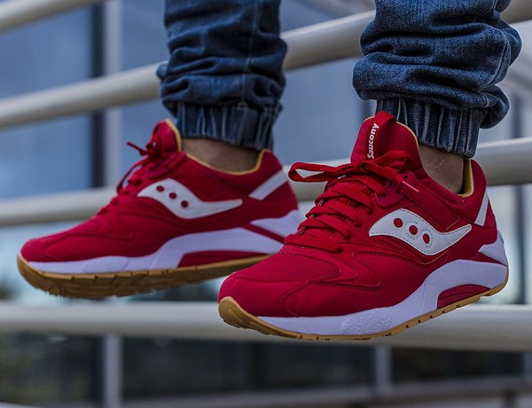 saucony grid 9000 red yellow gum off 54 
