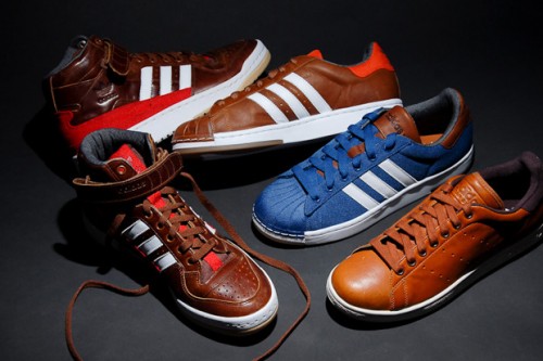 Baskets du pack Adidas Originals Leather - chaussures Adidas