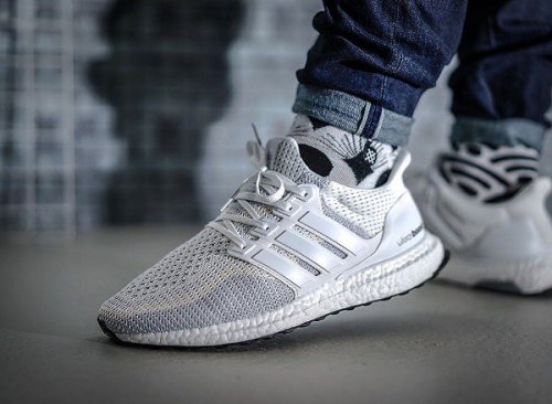 white and grey ultra boost