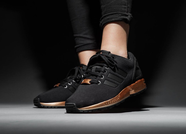 adidas zx flux trainers black and copper