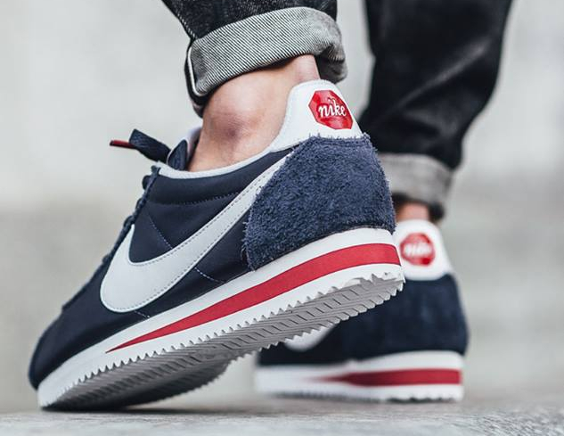 nike cortez navy blue and red
