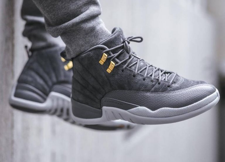 Chaussure Air Jordan 12 XII Retro 'Dark Grey' (daim gris & œillets dorés)