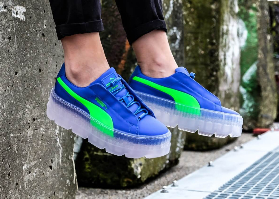 puma creepers green and blue