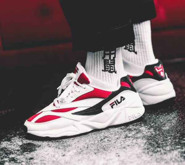 fila white red and navy venom trainers