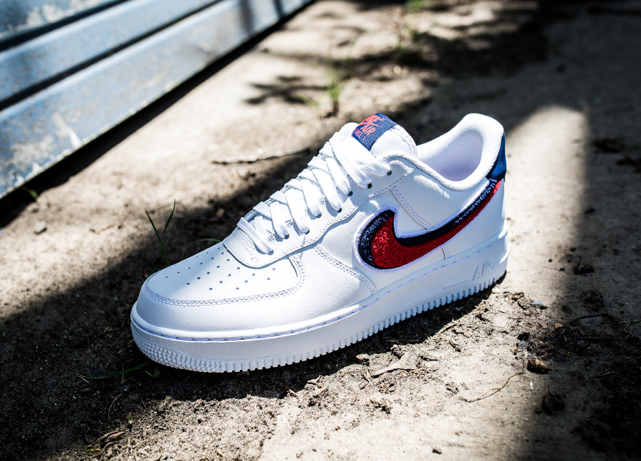 nike air force 1 low 3d chenille white red blue