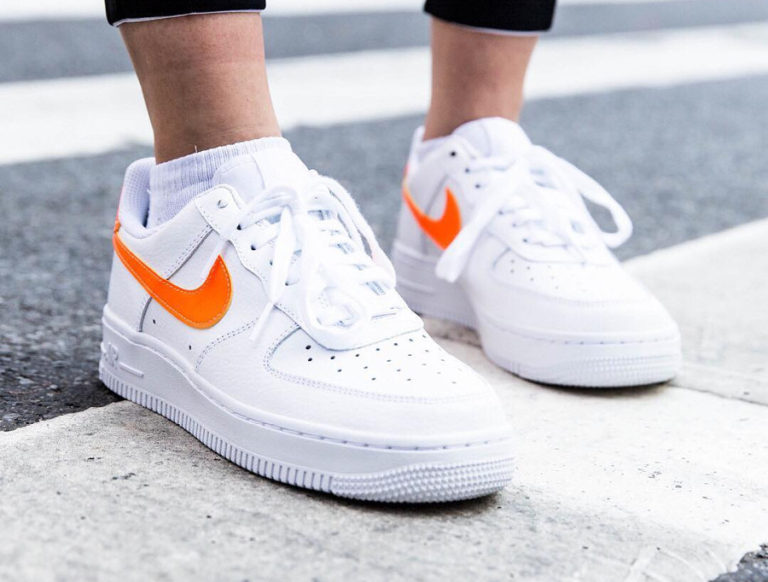 acheter Air Force 1 07 Patent White Orange Swoosh