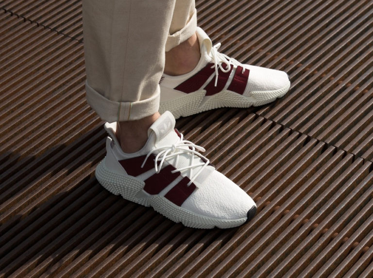 chaussure Adidas Prophere 'Cloud White Night Maroon' on feet (D96658)