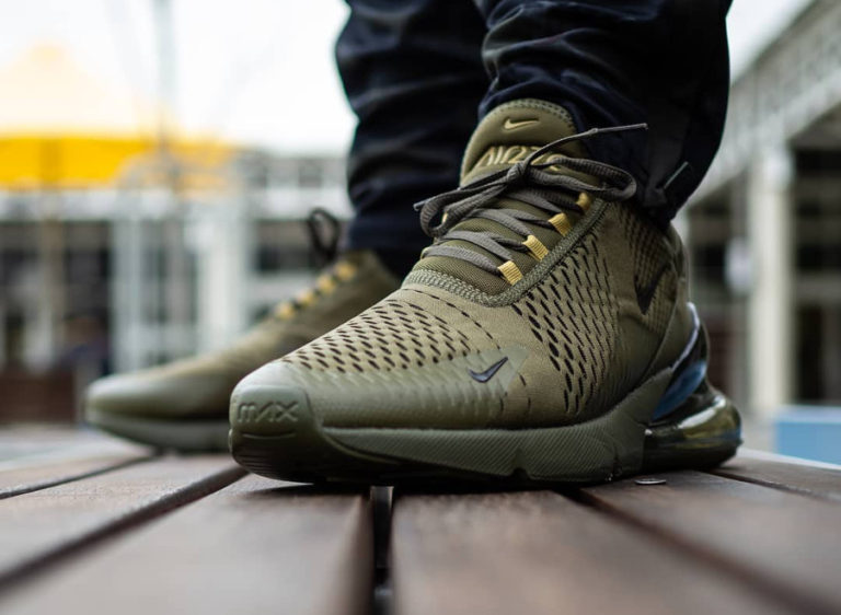 Nike Air Max 270 Triple Olive Canvas Golden Mass on feet (couv)