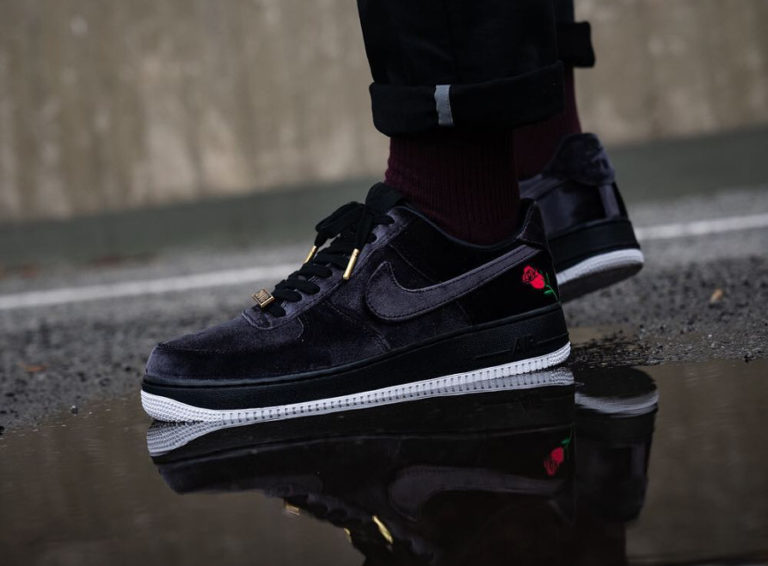 Nike Air Force 1 Low '07 QS Black Satin Velvet Rose