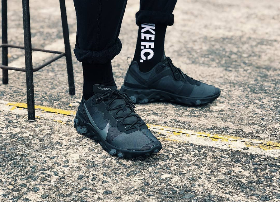 Nike React Element 55 Triple Black Review Up To 72 Off In Stock