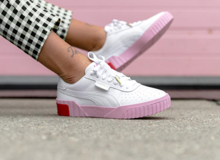 Puma Cali Wn's Selena Gomez White Pale Pink on feet