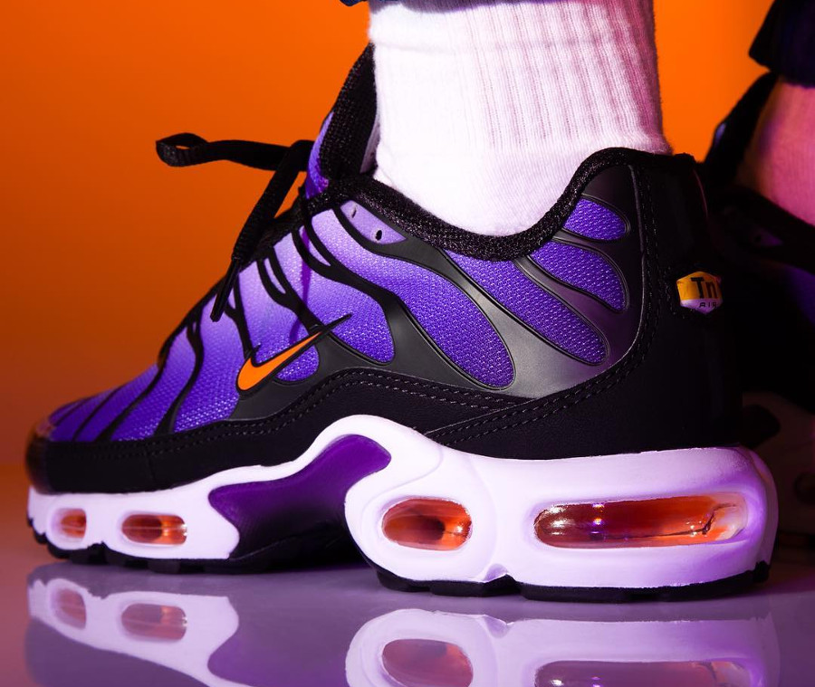 purple and black air max plus