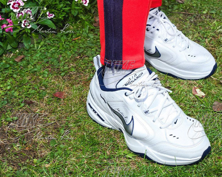 Martine Rose x Nike Air Monarch IV blanche white on feet