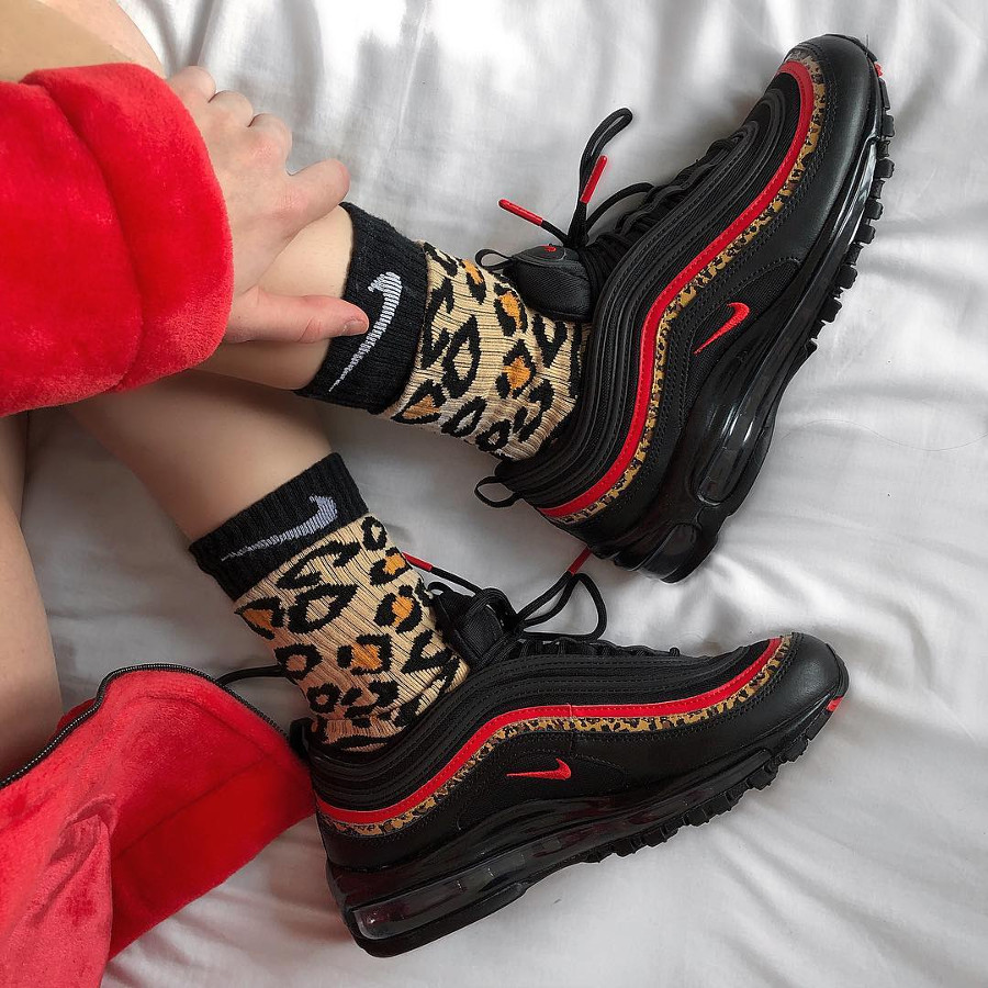 red black and leopard air max 97