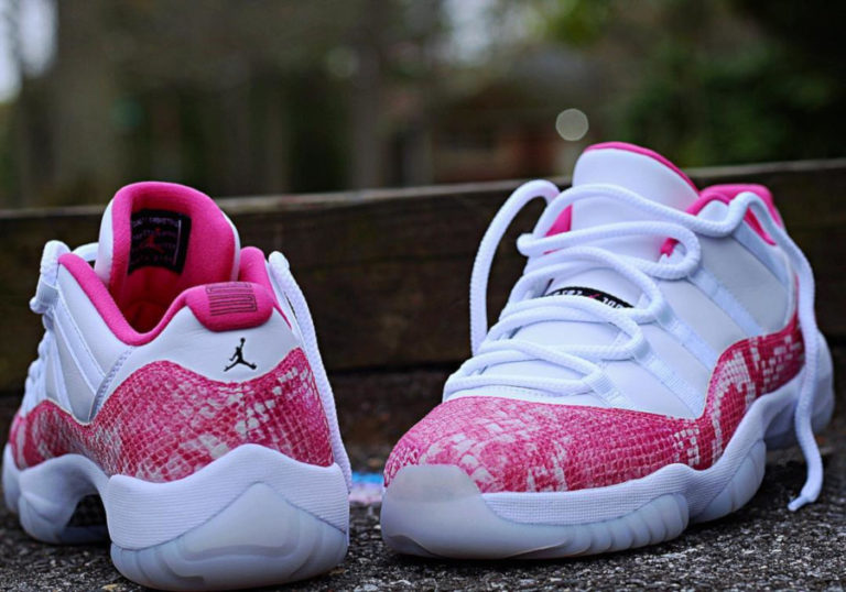 air jordan 11 low blanche avec imprimé peau de serpent rose (1)