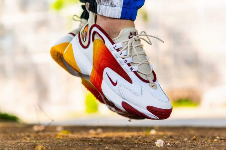 Nike Zoom 2K Sunset White Red Brown on feet