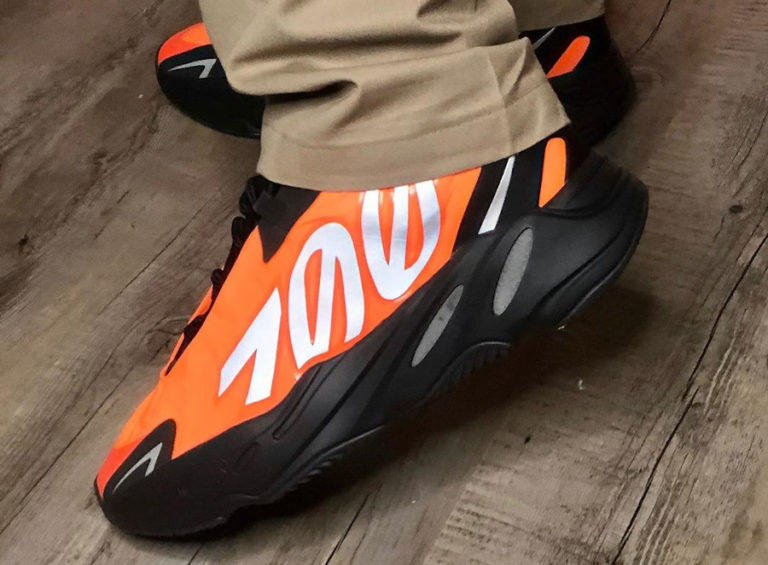 Kanye West x Adidas Yeezy Boost 700 MVNM Orange on feet (6)