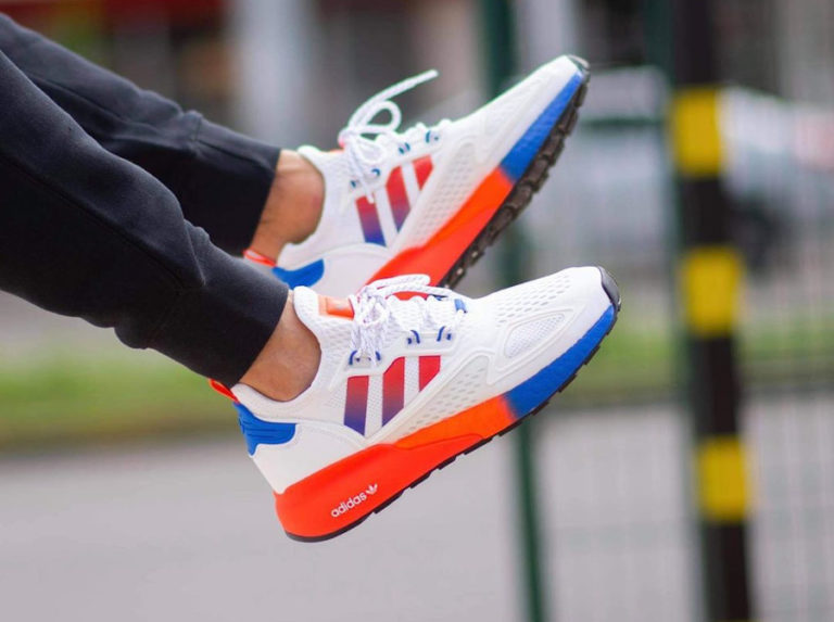 Adidas ZX 2K Boost blanche orange et bleue (2)