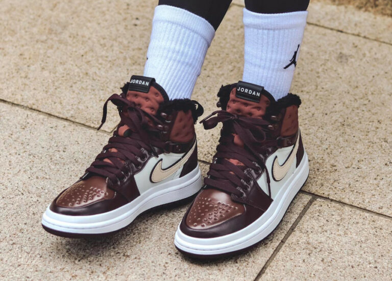 Air Jordan 1 AJ1 Mid Acclimate Brown Basalt Light Chocolate on feet