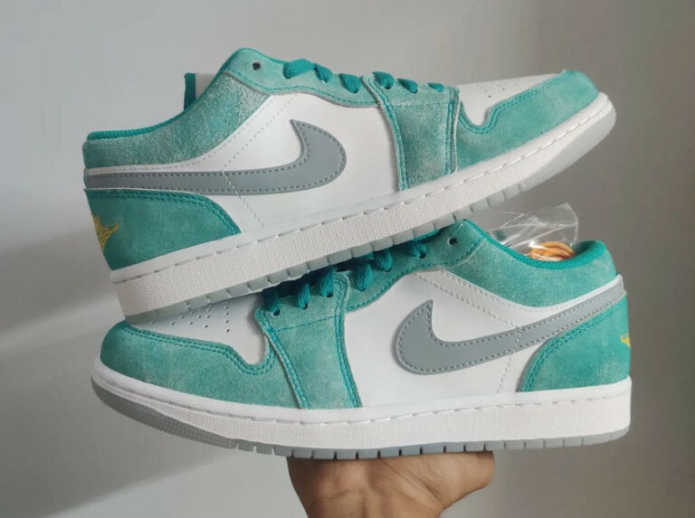 Air Jordan 1 Low en daim vert turquoise (homme) (1)