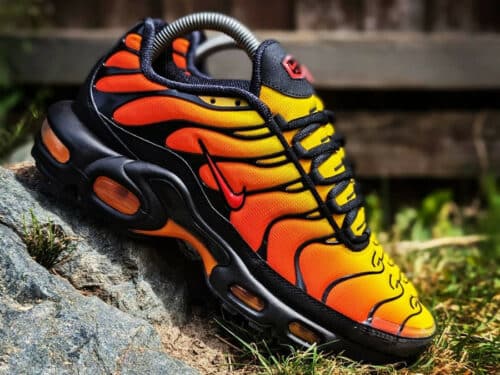 nike foot Air Max Plus Tiger customisee avec une semelle noire 500x375