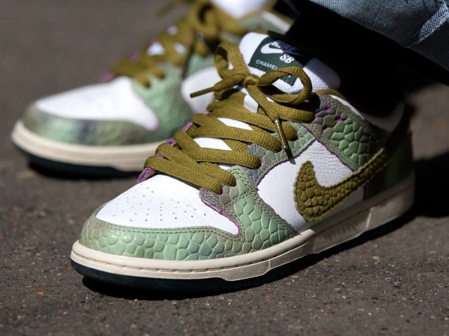 Nike SB x Alexis Sablone Dunk Low Pro Chameleon on feet HJ3386-300