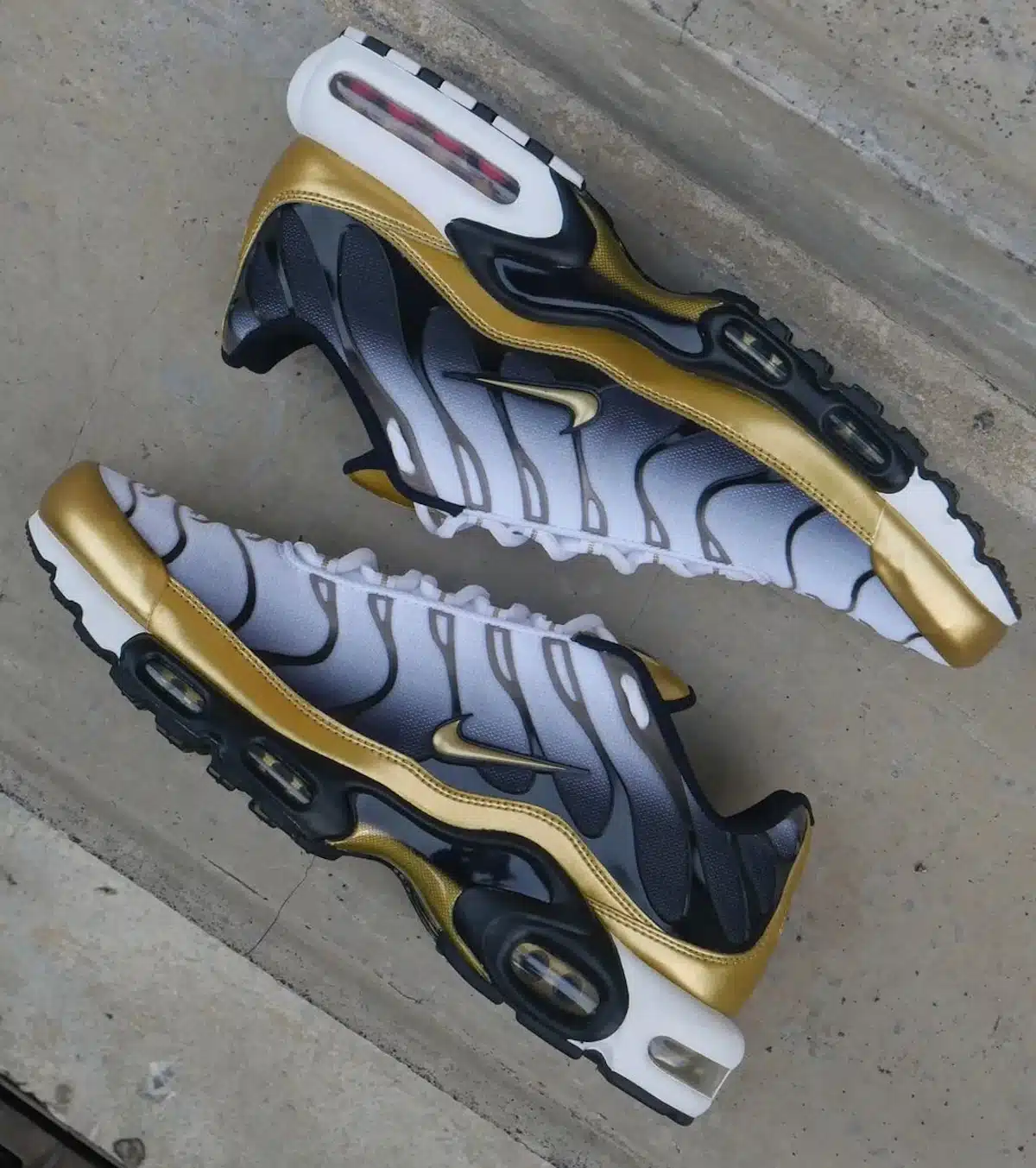 Nike Air Max Plus FL 50 ans dégradé noir blanc doré (3)