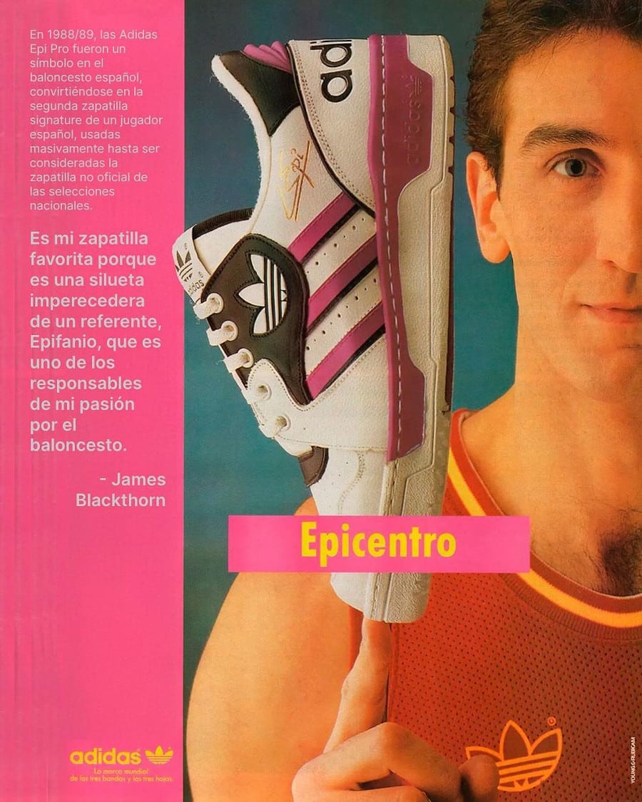 Publicité de la adidas Epi Pro Low avec Juan Antonio San Epifanio