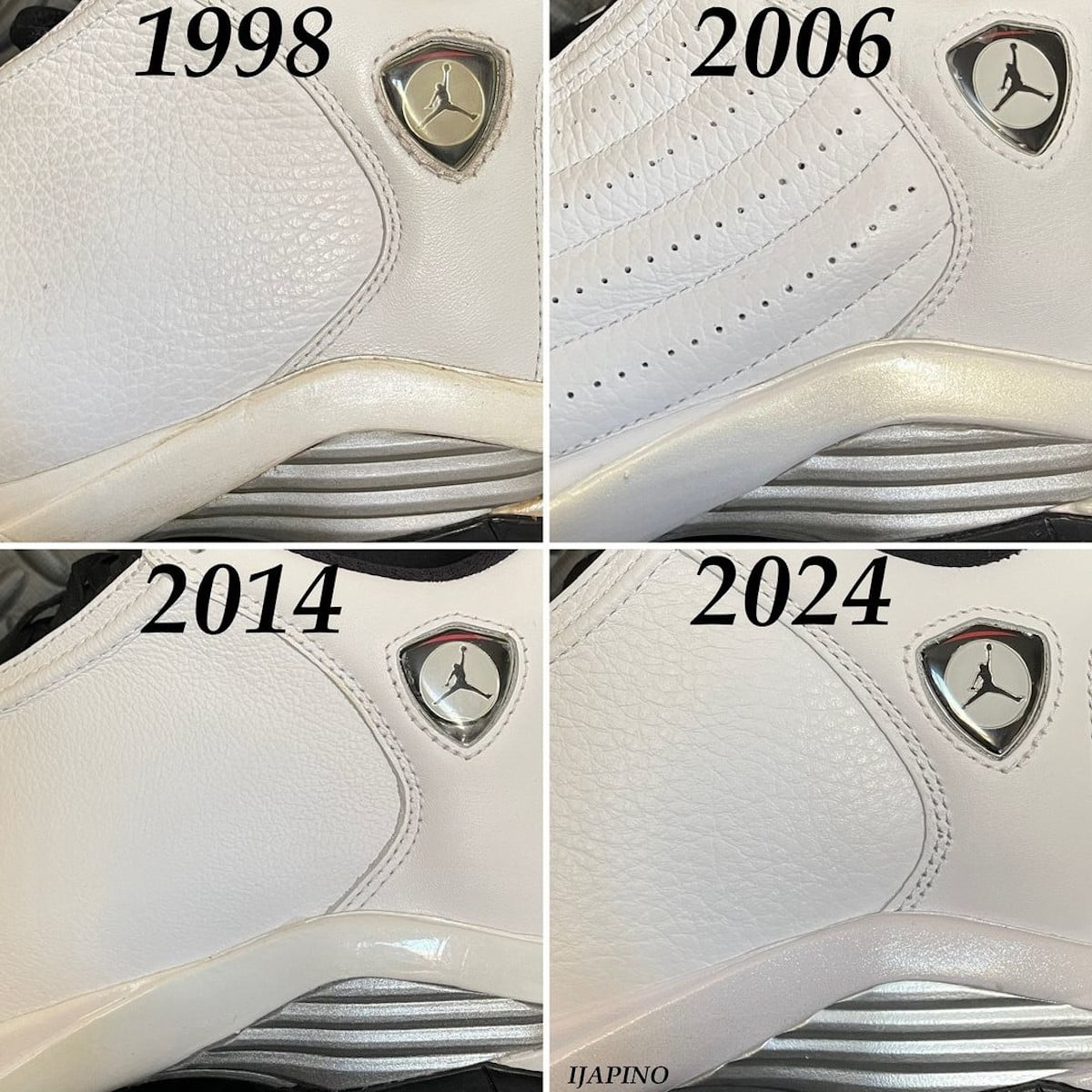 Air Jordan 14 Black Toe 2024 vs 1998 vs 2006 vs 2014 (2)