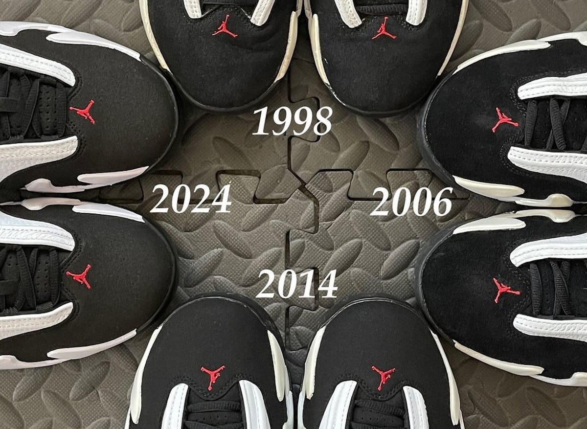 Air Jordan 14 Black Toe 2024 vs 1998 vs 2006 vs 2014 (couv)