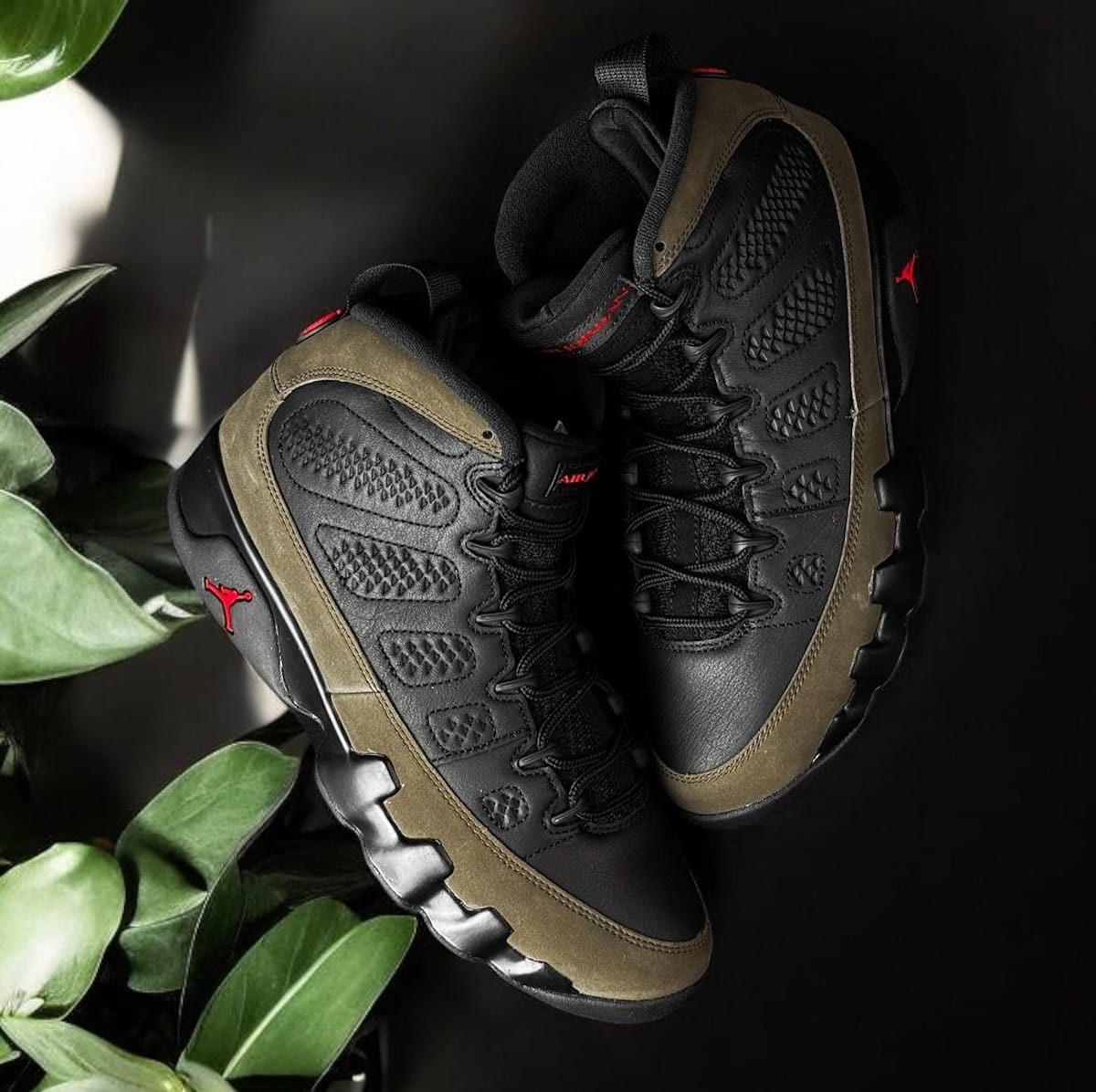 Air Jordan 9 Black Light Olive True Red HV4794-030 (1)