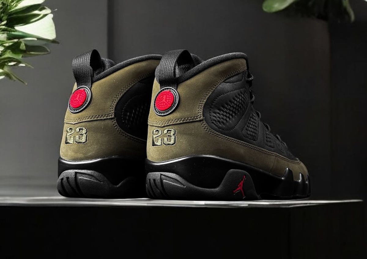 Air Jordan 9 Black Light Olive True Red HV4794-030 (3)