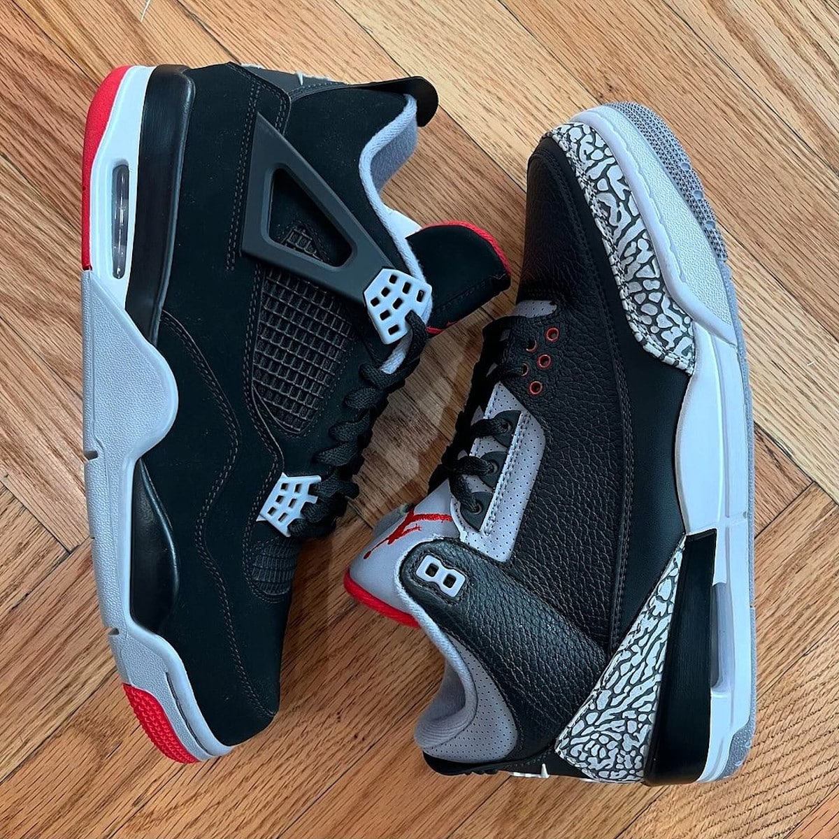 Comparaison Air Jordan 3 Black Cement et Air Jordan 4 Bred (1)