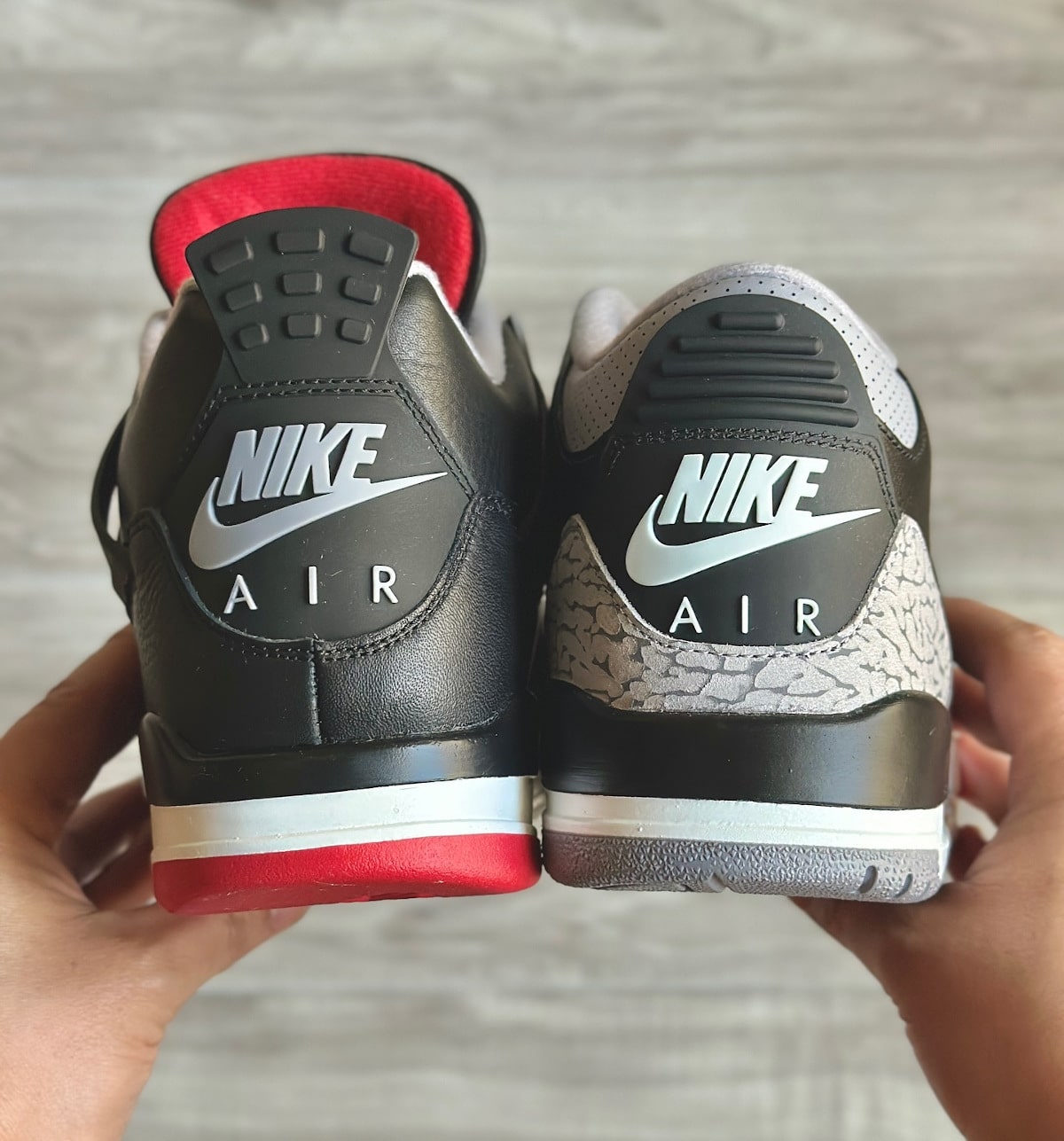 Comparatif Jordan 3 et Jordan 4 noire rouge et grise (1)