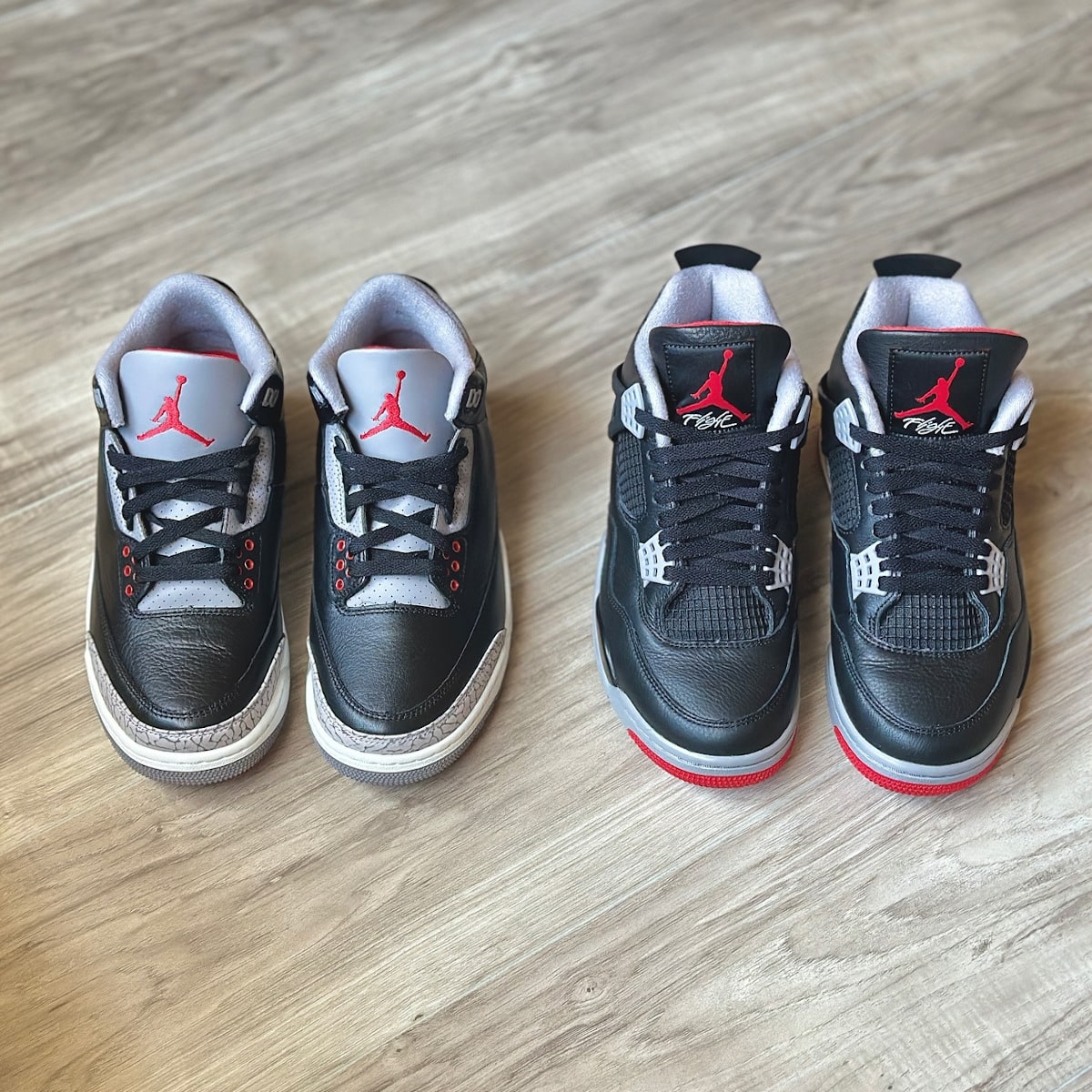 Comparatif Jordan 3 et Jordan 4 noire rouge et grise (3)