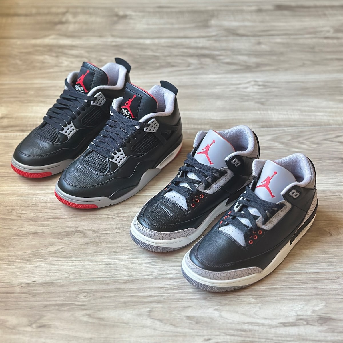 Comparatif Jordan 3 et Jordan 4 noire rouge et grise (4)