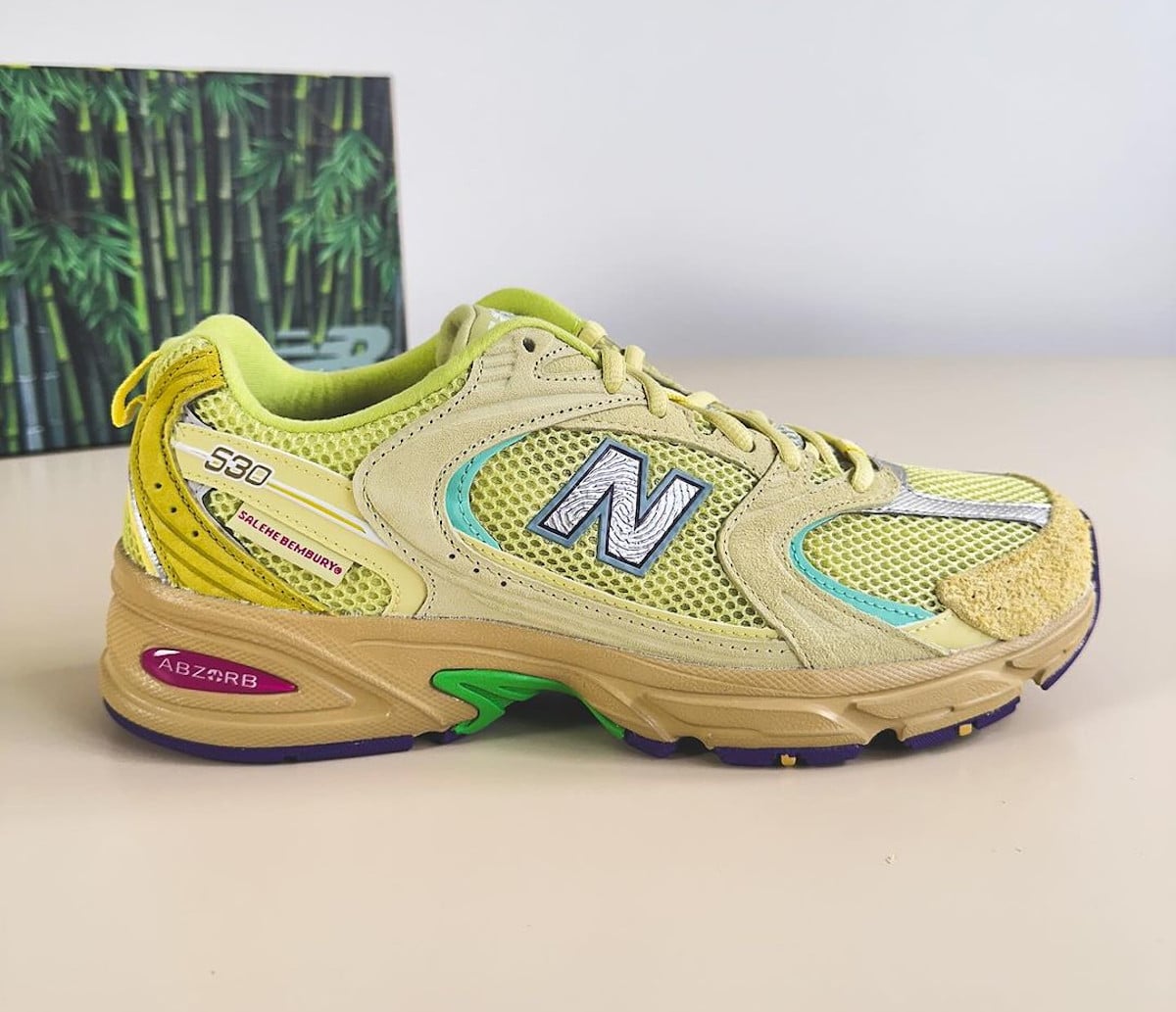 Salehe Bembury x New Balance 530 Dusty Yellow Celery Green (3)