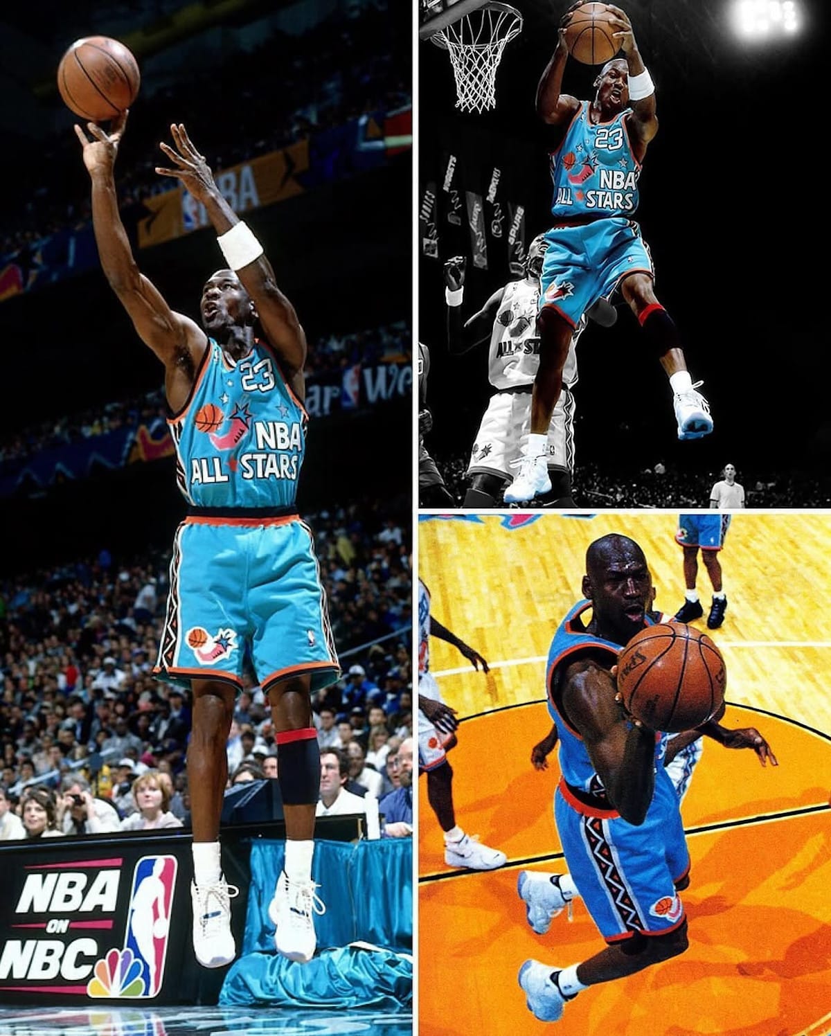 Michael Jordan en Air Jordan 11 Columbia au NBA All Star Game 1996