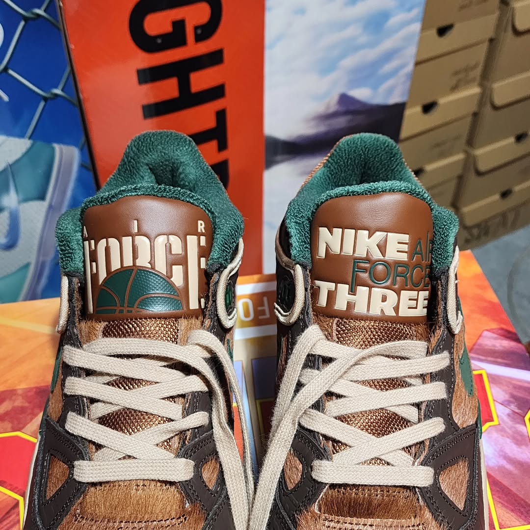 Nigo x Nike Air Force 3 Low marron beige et verte HQ0260-201 (2)