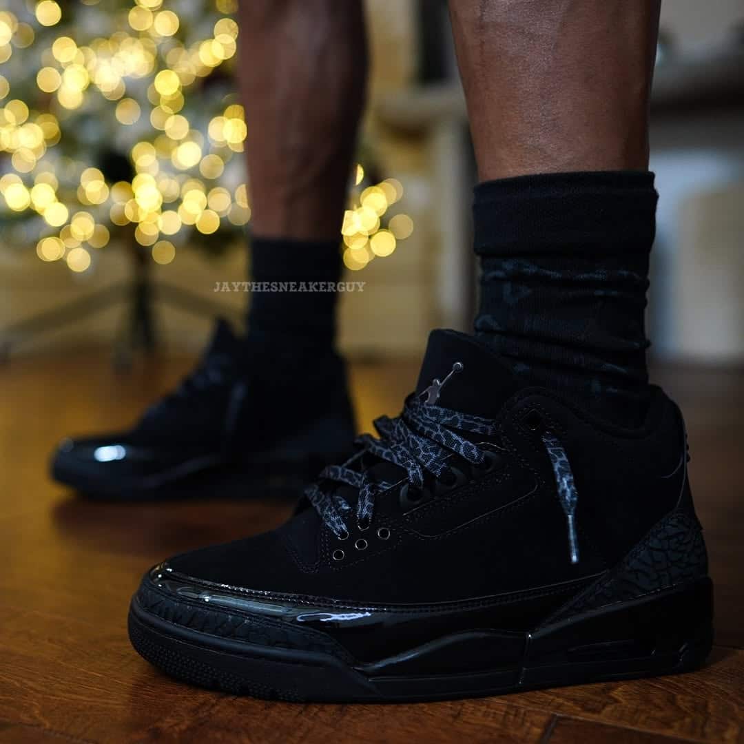 Air Jordan 3 Black Cat 2025 toute noire CT8532-001 (2)