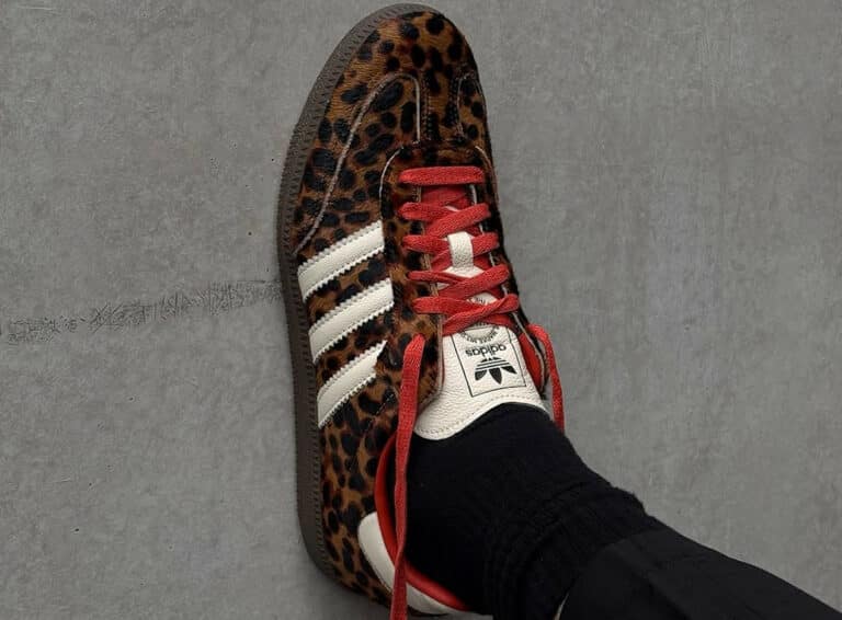 adidas Samba Leopard Preloved Red on feet JI2734 (couv)