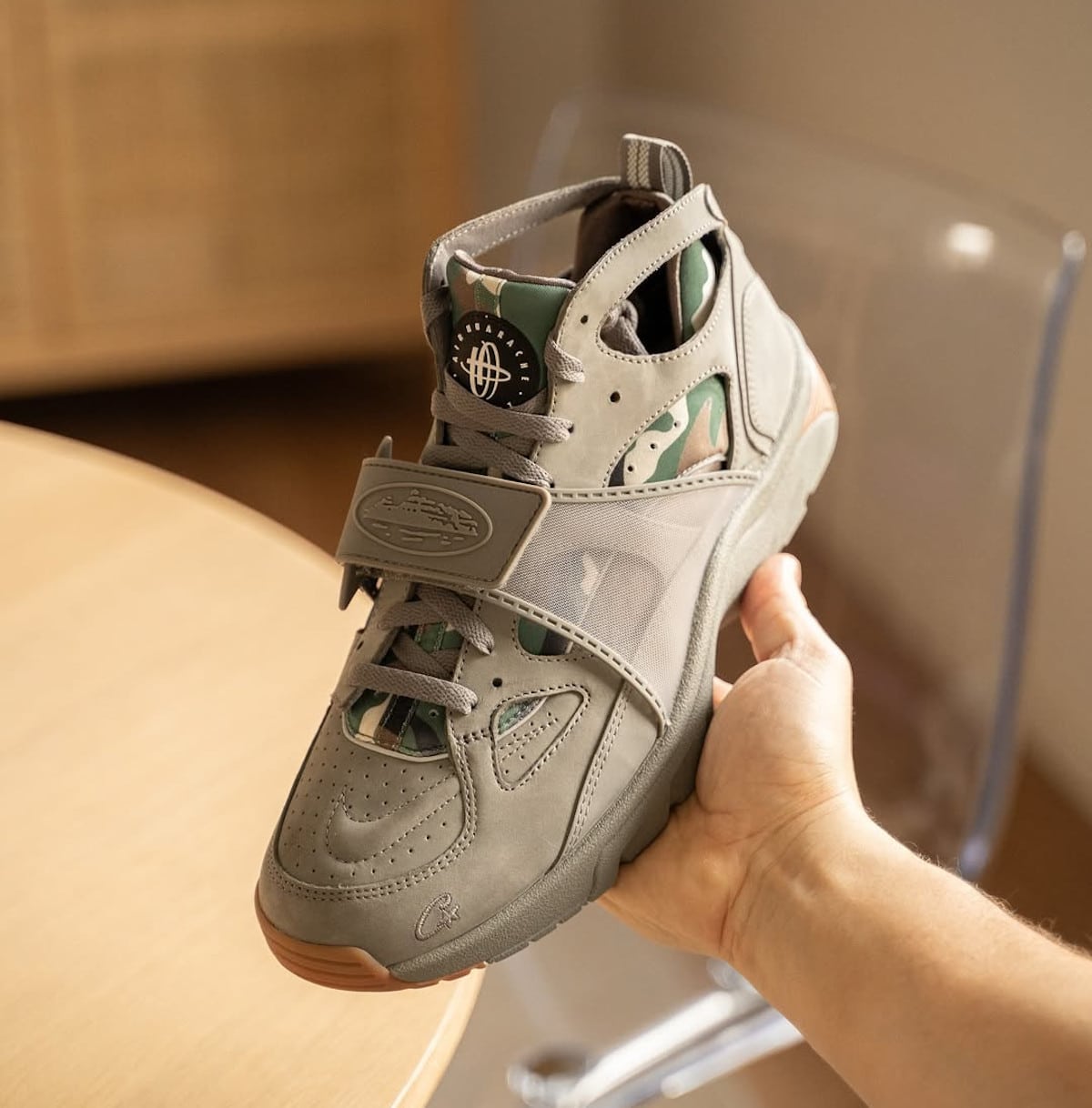 Corteiz x Nike Air Trainer Huarache Gully Grey flavoursome.sneakers