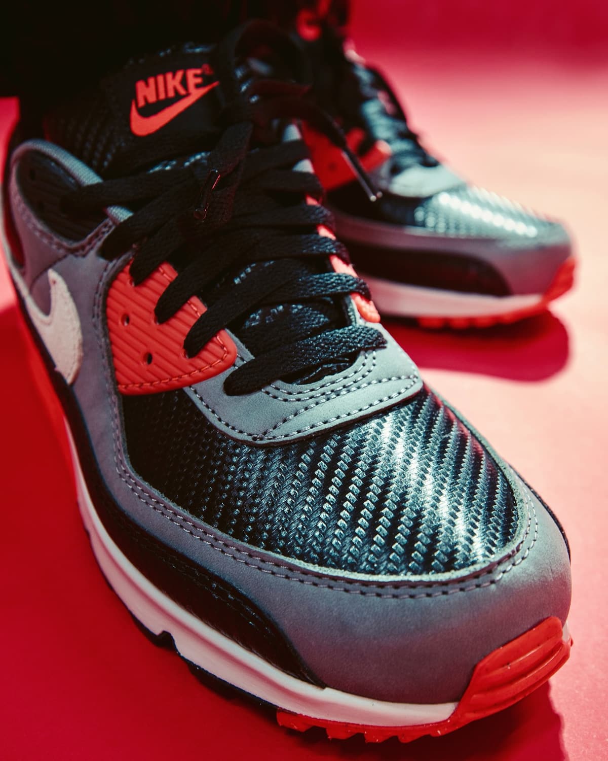 Nike Air Max 90 Premium Cool Grey Bright Crimson Reverse Infrared (2)