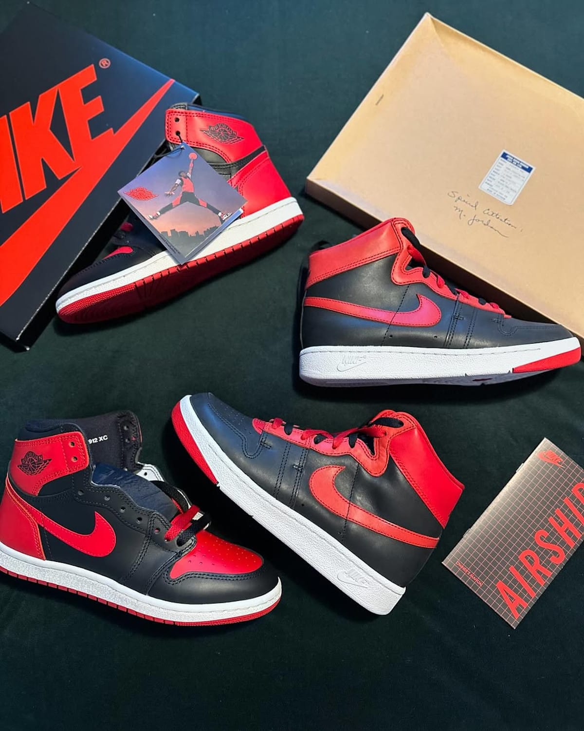 Nike Air Ship rouge et noire 1984 vs Air Jordan 1 Bred 1985